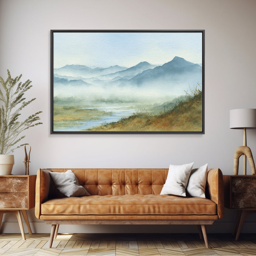 Soft Mountain Horizon Canvas Print, Guest Bedroom Art, Wall Art, Bedroom Decor, Oil Painting, Guest, New Home Gift, GBA-3x2-83