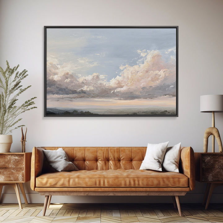 Romantic Cloudscape in Blush and Ivory Framed Canvas Print, Guest Bedroom Art, Fine Art Print, Bedroom Decor, Fine Art, Guest, GBA-3x2-87