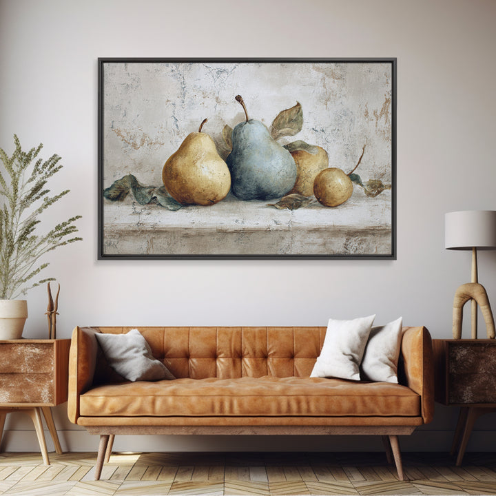 Classic Pear Still Life for Cozy Hospitality Framed Canvas Print, Guest Bedroom Art, Art Print, Bedroom Decor, Fine Art, Guest, GBA-3x2-96