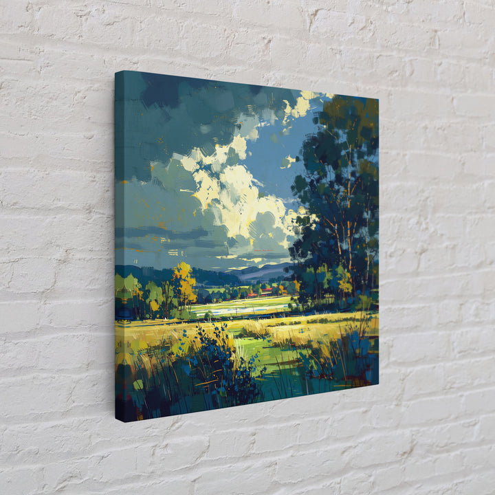 Sunlit Meadow with Loose Impressionist Brushwork Canvas Print, General Fine Art, Framed Wall Art, Living Room Decor, GEN-1x1-14