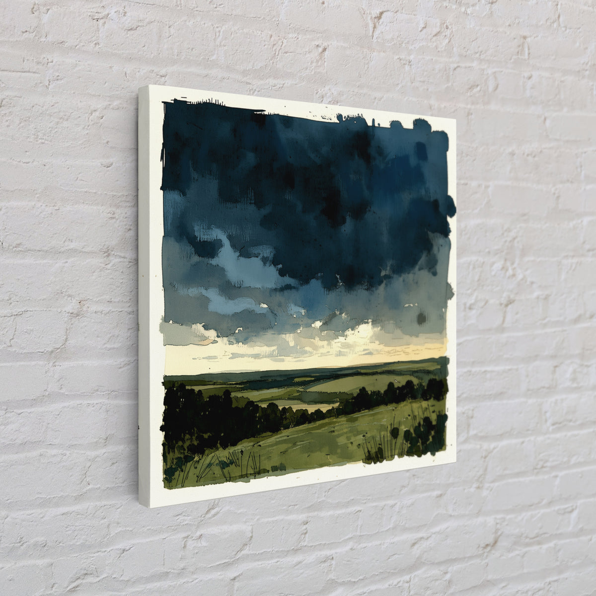Elegant Ink Wash Landscape Canvas Print, General Fine Art, Wall Decor, Living Room Decor, Fine Art, Original Painting, GEN-1x1-20