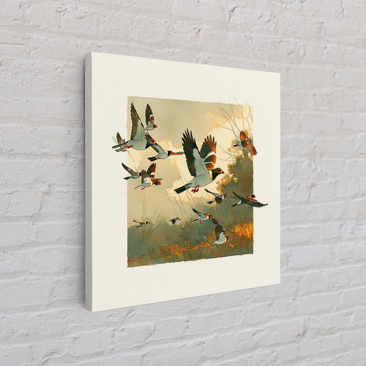 Minimal Birds in Flight over an Open Canvas Print, General Fine Art, Art Deco, Living Room Decor, Oil Painting, GEN-1x1-22