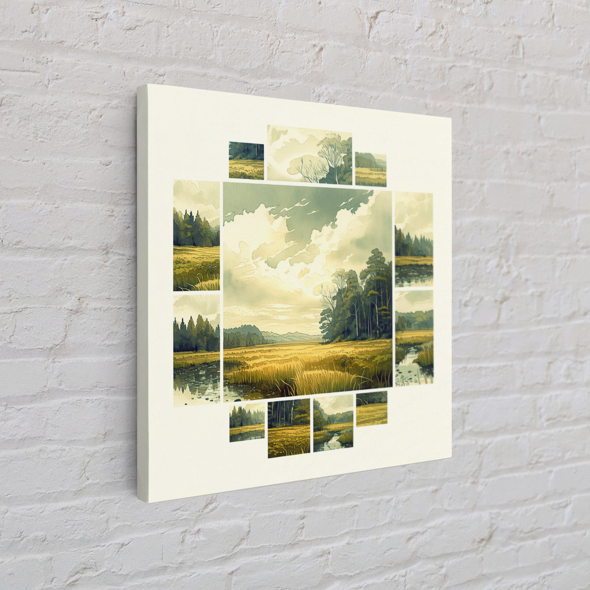 Moody Forest Clearing Framed Canvas Print, General Fine Art, Gallery Decor, Living Room Decor, Fine Art, Wall Art, GEN-1x1-32