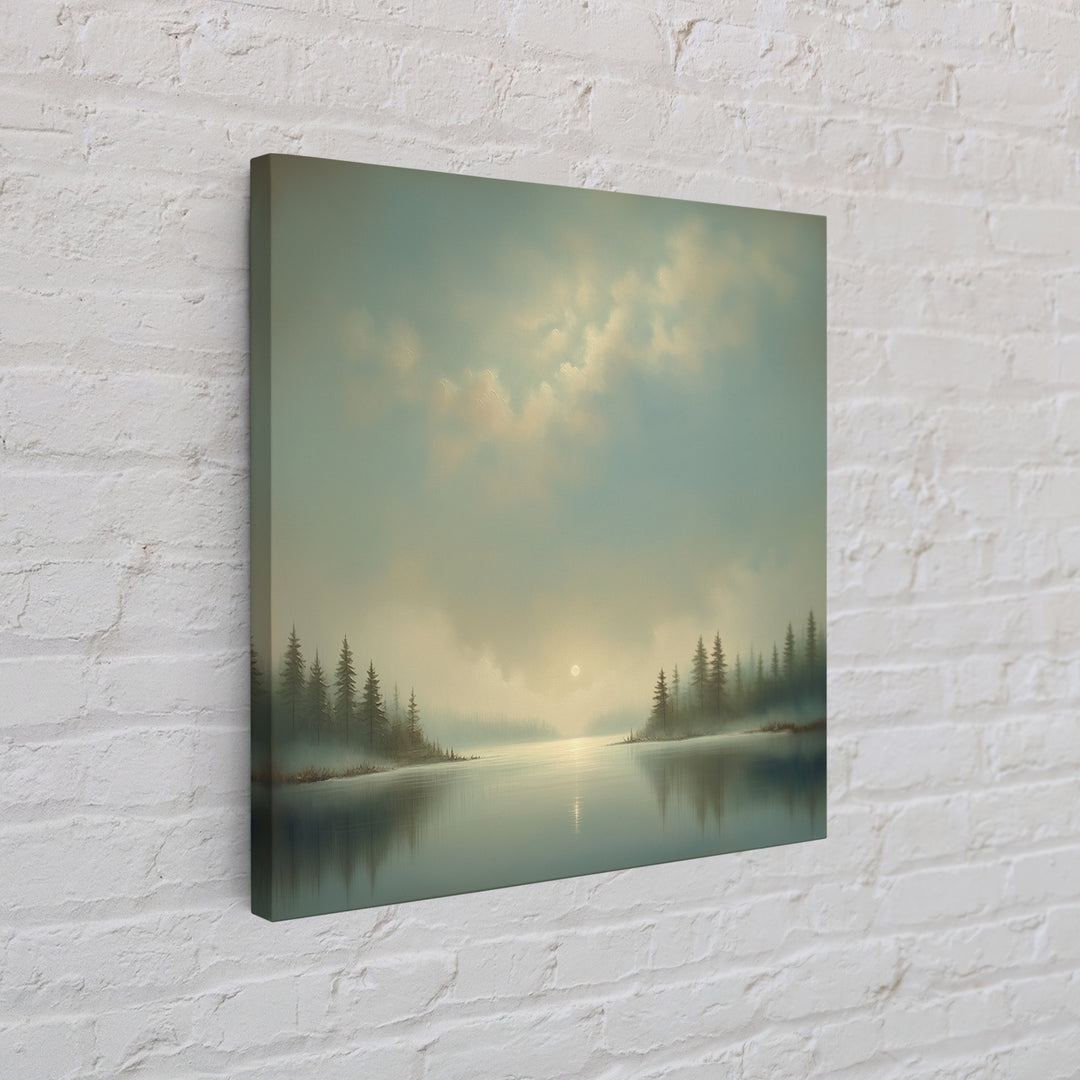 Dreamlike Moonlit Lake Framed Canvas Print, General Fine Art, Boho Decor, Living Room Decor, Fine Art, Wall Decor, GEN-1x1-37