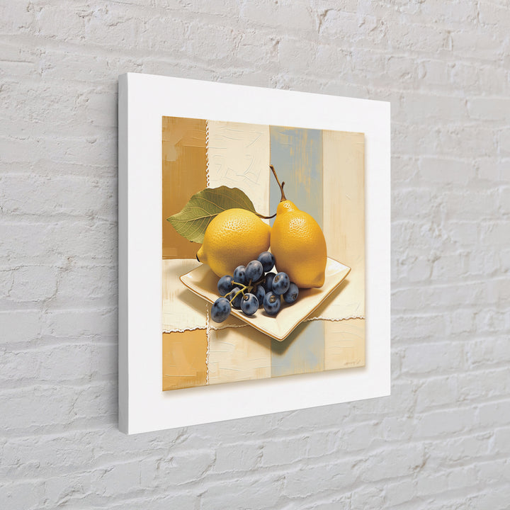 Simple Still Life of Fruit and Linen Framed Canvas Print, General Fine Art, Room Decor, Living Room Decor, Abstract Art, GEN-1x1-40