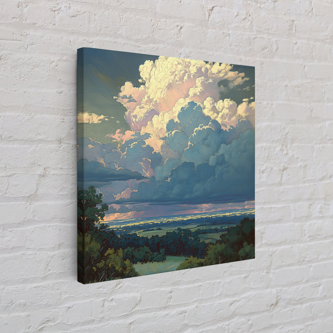 Romantic Cloudscape with Blush and Cream Tones Canvas Print, General Fine Art, Canvas Wall Art, Living Room Decor, GEN-1x1-42