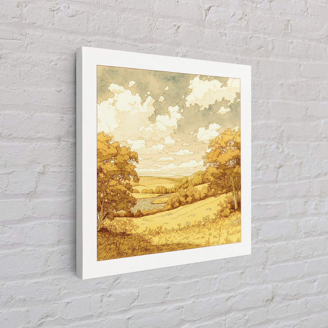 Elegant Ink Wash Landscape Framed Canvas Print, General Fine Art, Art Print, Living Room Decor, Watercolor Art, GEN-1x1-44