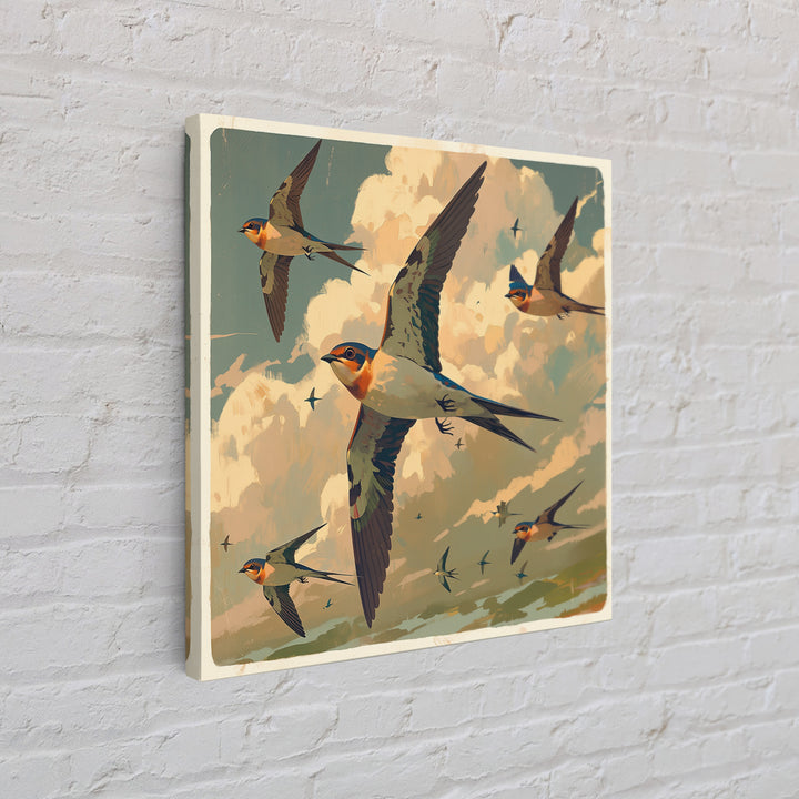 Minimal Birds in Flight over an Open Framed Canvas Print, General Fine Art, Abstract Art, Living Room Decor, Fine Art, GEN-1x1-46