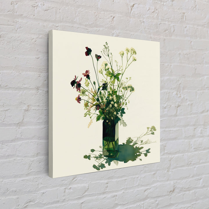 Classic Oil Painted Vase of Wildflowers Framed Canvas Print, General Fine Art, Mid Century Modern, Living Room Decor, Fine Art, GEN-1x1-47