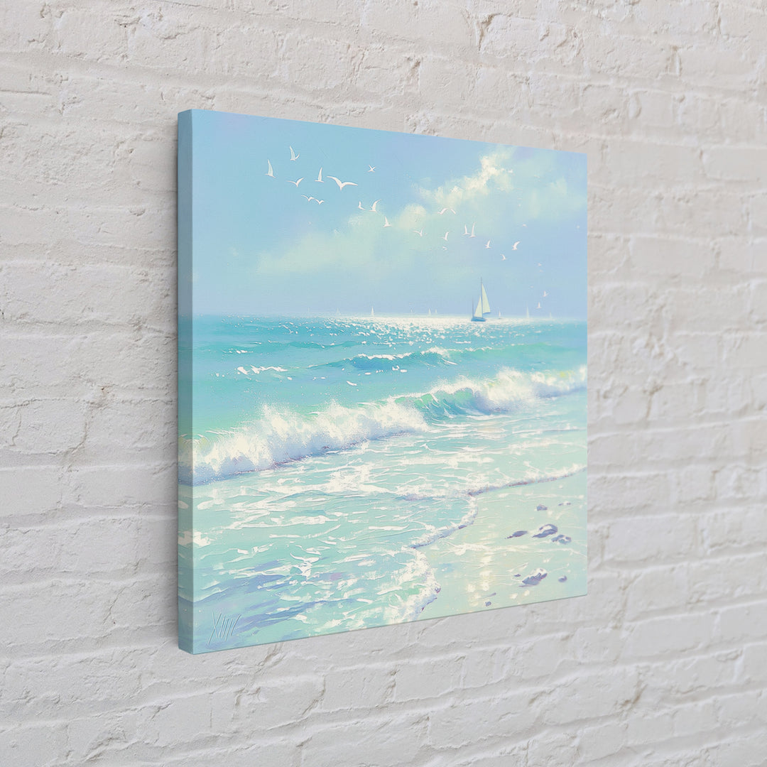 Coastal Water Study Framed Canvas Print, General Fine Art, Textured Painting, Living Room Decor, Fine Art, Art Prints, GEN-1x1-53