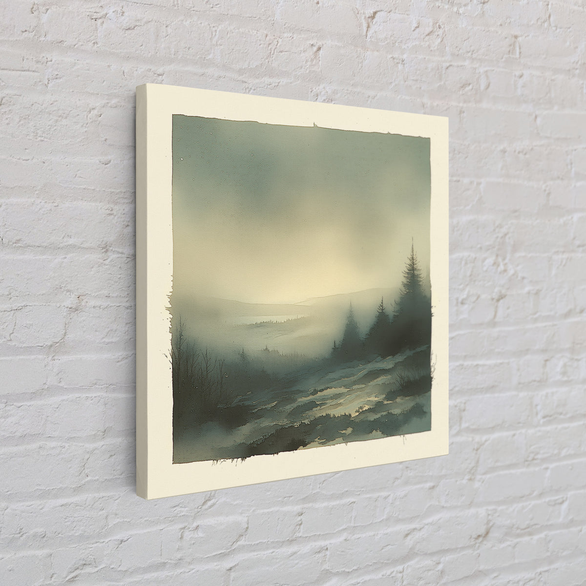 Elegant Ink Wash Landscape Framed Canvas Print, General Fine Art, Wall Hanging, Living Room Decor, Oil Painting, GEN-1x1-68