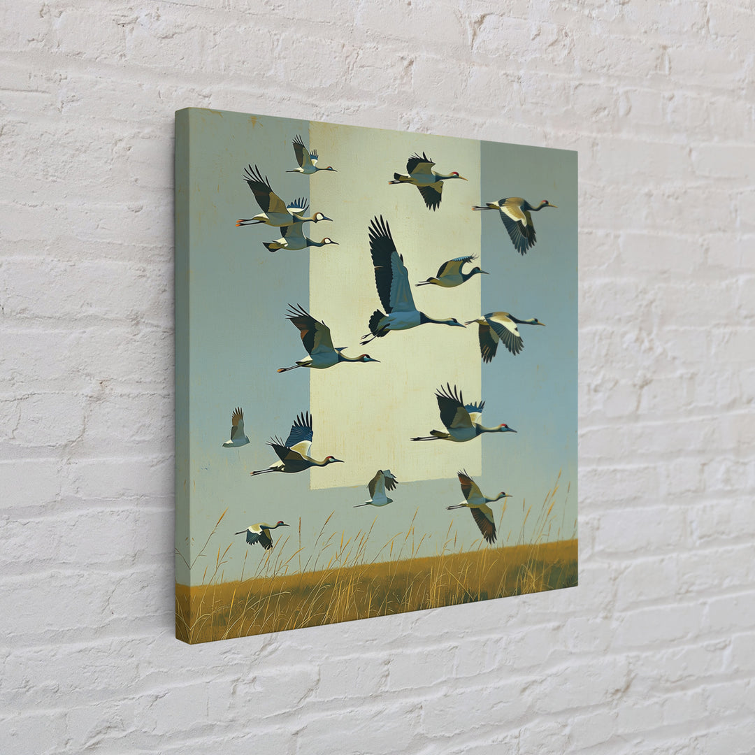 Minimal Birds in Flight over an Open Framed Canvas Print, General Fine Art, Abstract Art, Living Room Decor, Fine Art, GEN-1x1-70