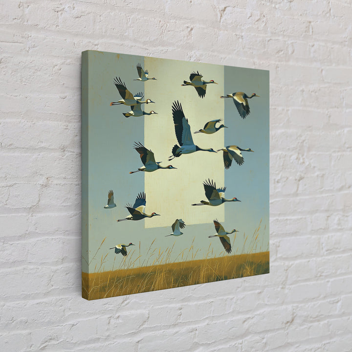 Minimal Birds in Flight over an Open Framed Canvas Print, General Fine Art, Abstract Art, Living Room Decor, Fine Art, GEN-1x1-70
