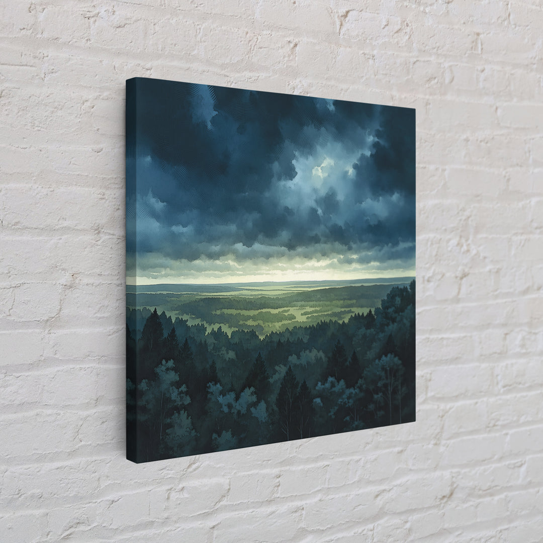 Moody Forest Clearing Framed Canvas Print, General Fine Art, Digital Prints, Living Room Decor, Oil Painting, GEN-1x1-8