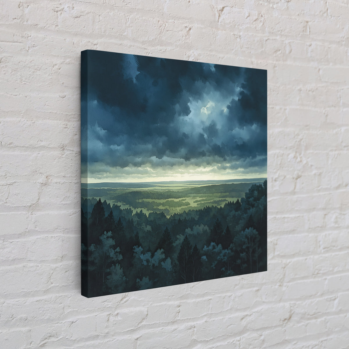 Moody Forest Clearing Framed Canvas Print, General Fine Art, Digital Prints, Living Room Decor, Oil Painting, GEN-1x1-8