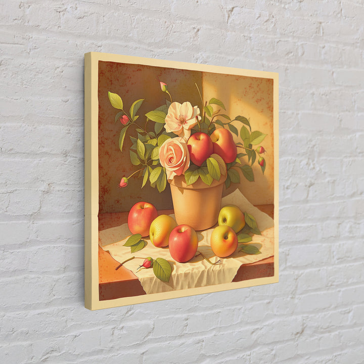Simple Still Life of Fruit and Linen Framed Canvas Print, General Fine Art, Minimalist Decor, Living Room Decor, Fine Art, GEN-1x1-88