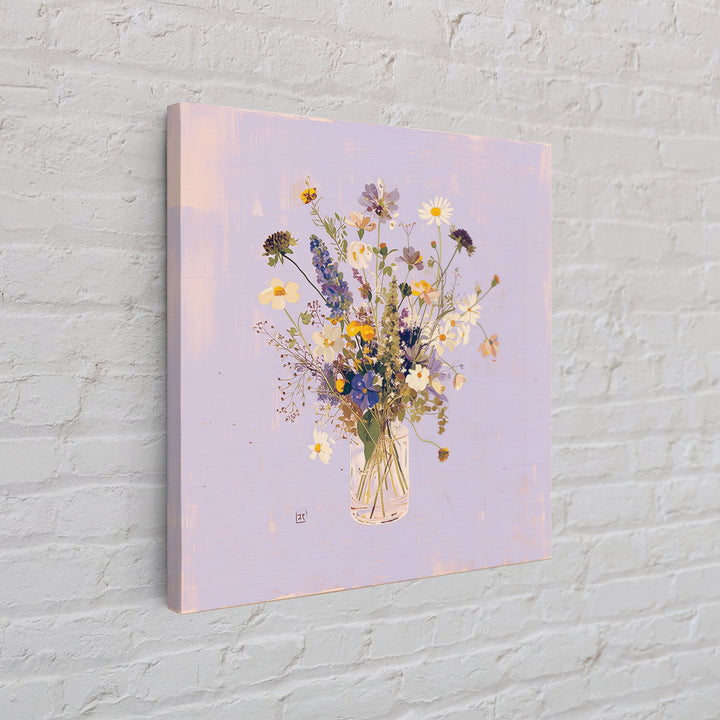 Classic Oil Painted Vase of Wildflowers Canvas Print, General Fine Art, Fine Art Print, Living Room Decor, Watercolor Art, GEN-1x1-95