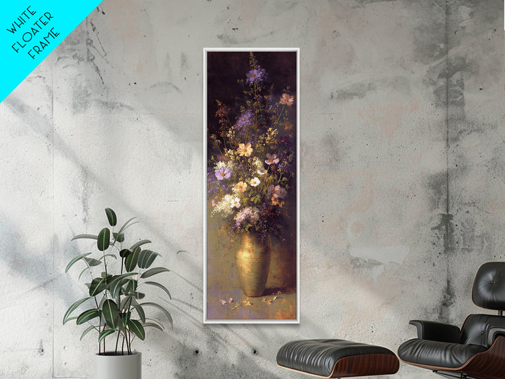 Classic Oil Painted Vase of Wildflowers Canvas Print, General Fine Art, Mid Century Modern, Living Room Decor, Fine Art, GEN-1x3-11