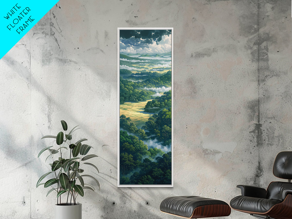 Moody Forest Clearing Framed Canvas Print, General Fine Art, Poster, Living Room Decor, Fine Art, Wall Art Prints, GEN-1x3-20