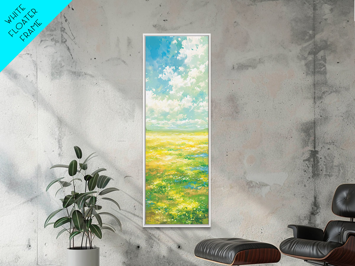 Sunlit Meadow with Loose Impressionist Brushwork Canvas Print, General Fine Art, Canvas Art, Living Room Decor, Fine Art, GEN-1x3-26