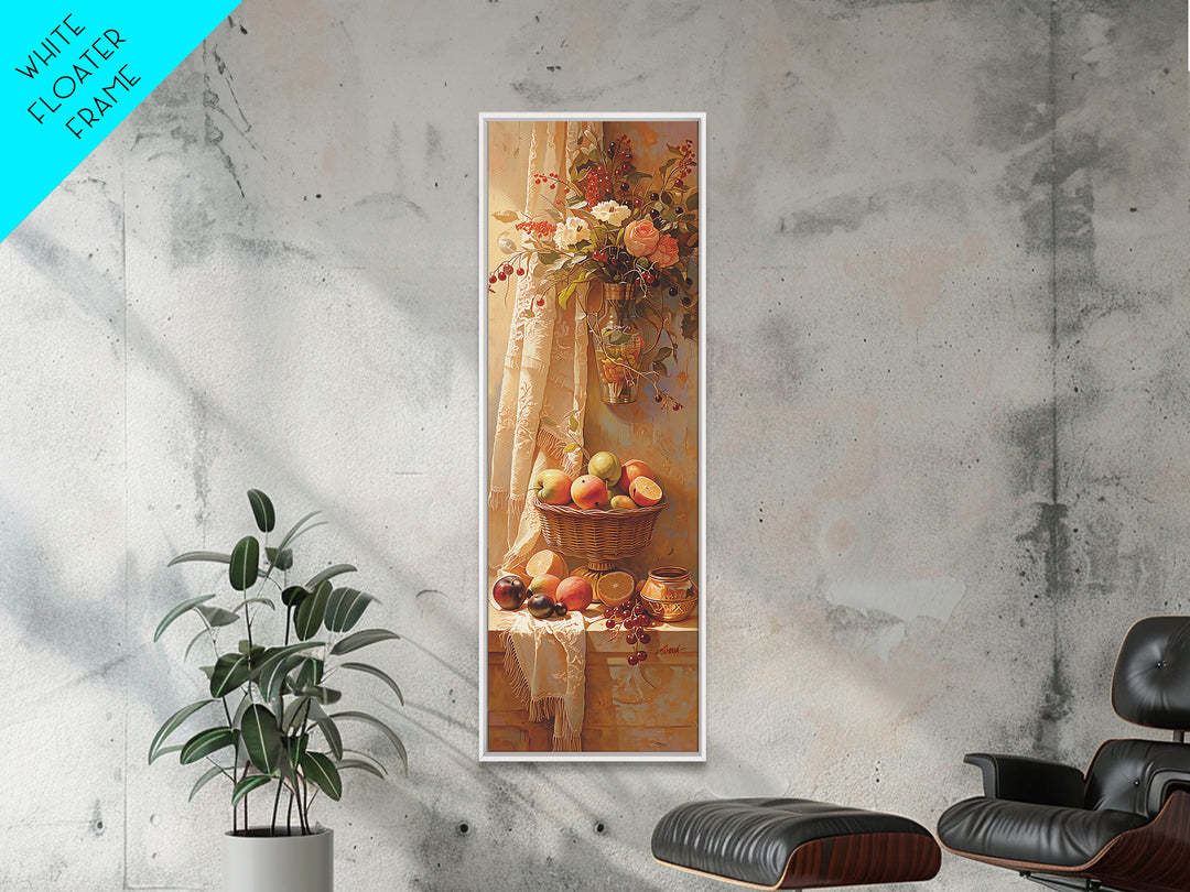 Simple Still Life of Fruit and Linen Framed Canvas Print, General Fine Art, Minimalist Decor, Living Room Decor, Fine Art, GEN-1x3-4