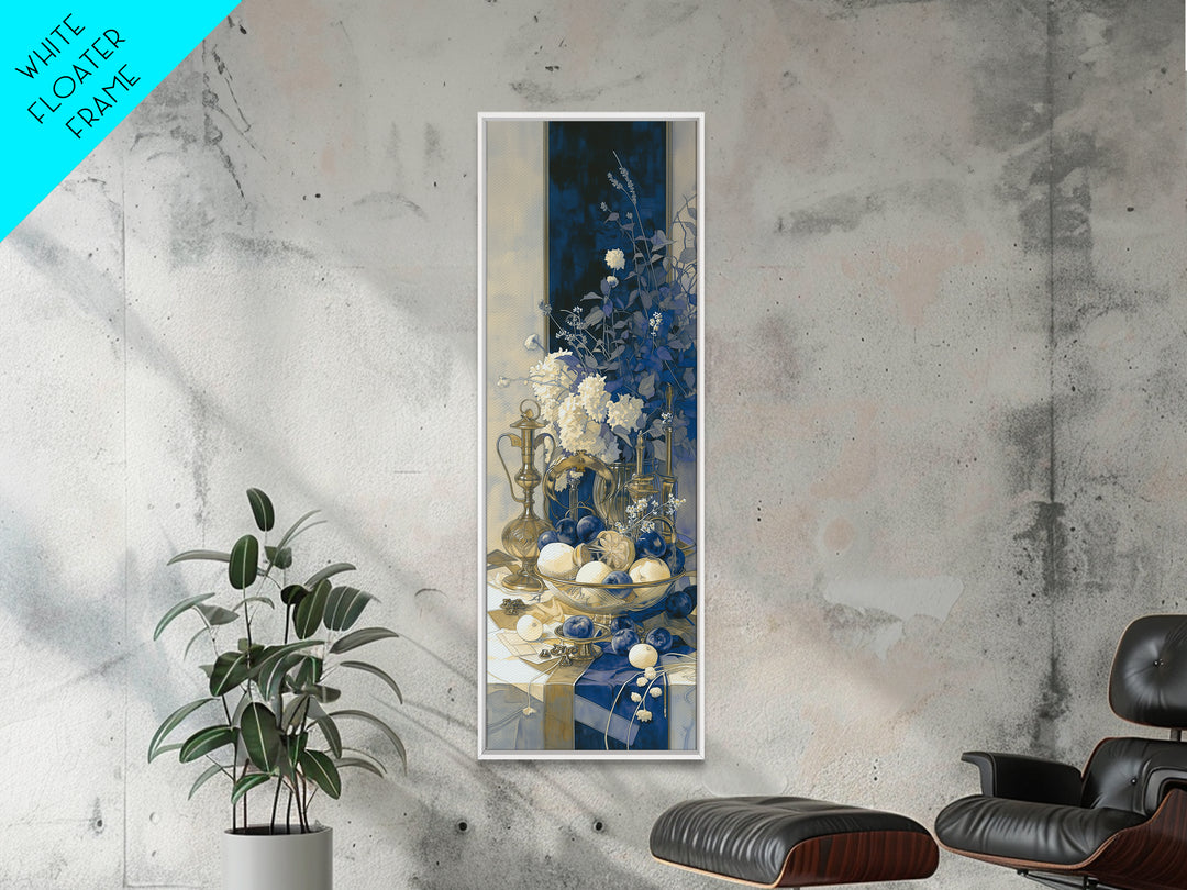 Simple Still Life of Fruit and Linen Framed Canvas Print, General Fine Art, Art Prints, Living Room Decor, Abstract Art, GEN-1x3-52