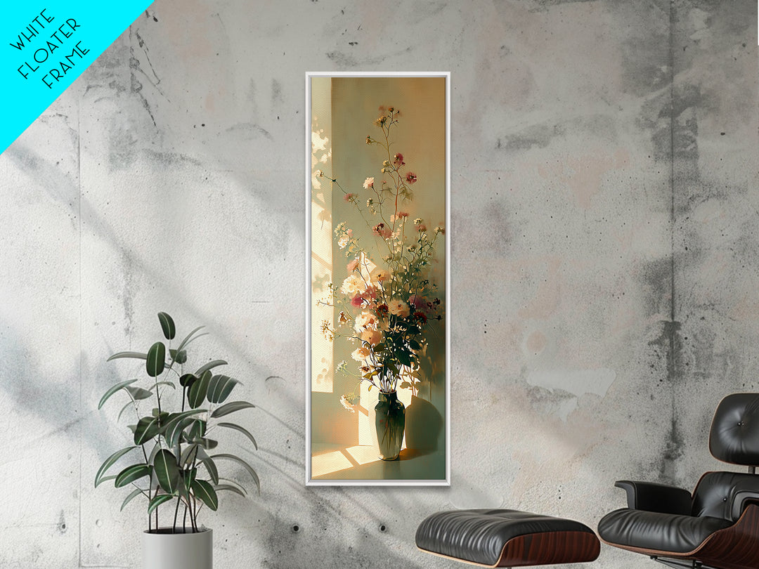 Classic Oil Painted Vase of Wildflowers Canvas Print, General Fine Art, Wall Hanging, Living Room Decor, Oil Painting, GEN-1x3-59