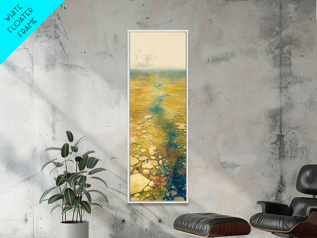 Quiet Abstract River Shape Canvas Print, General Fine Art, Digital Art, Living Room Decor, Fine Art, Art Nouveau, GEN-1x3-60