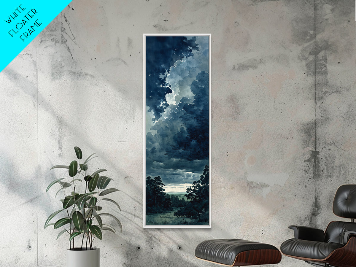 Elegant Ink Wash Landscape Framed Canvas Print, General Fine Art, Contemporary Art, Living Room Decor, Fine Art, GEN-1x3-8