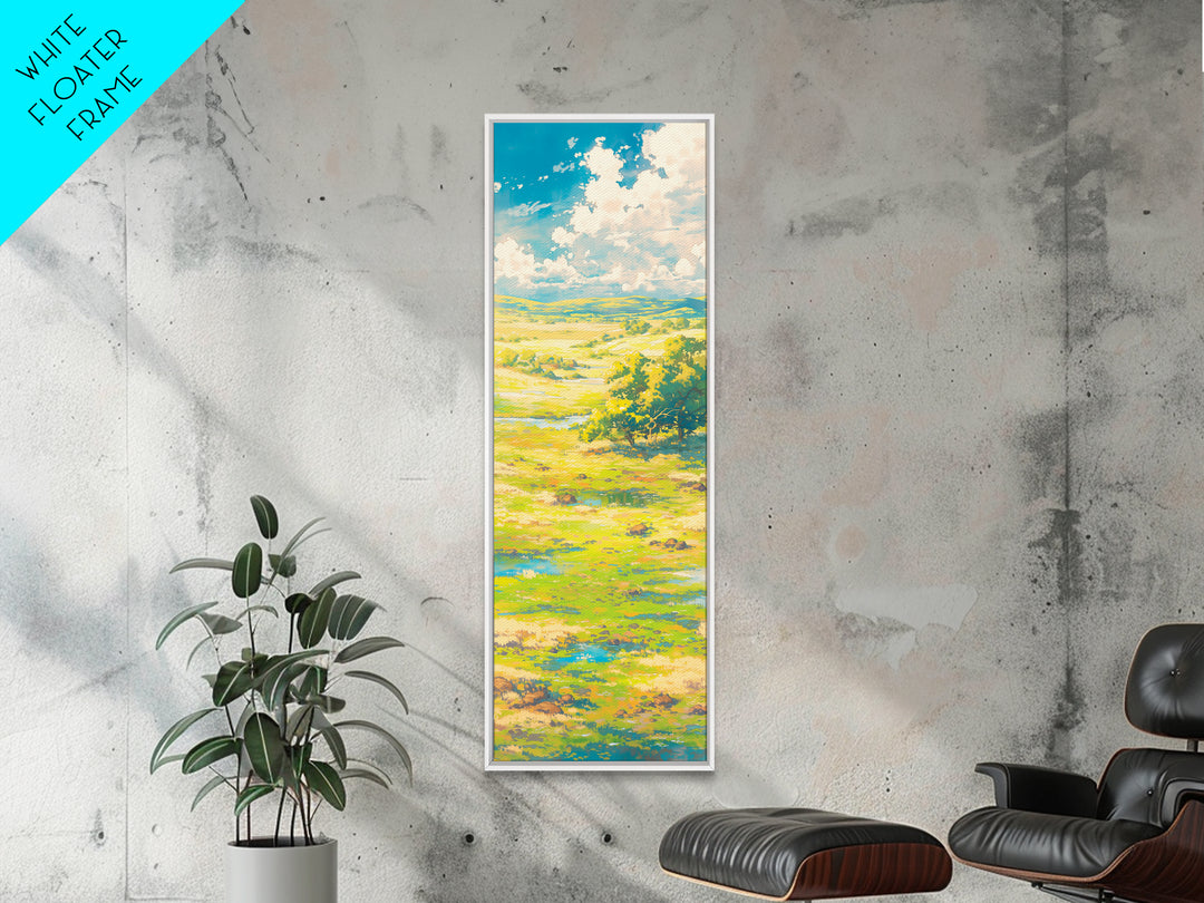 Sunlit Meadow with Loose Impressionist Brushwork Canvas Print, General Fine Art, Textured Painting, Living Room Decor, GEN-1x3-98
