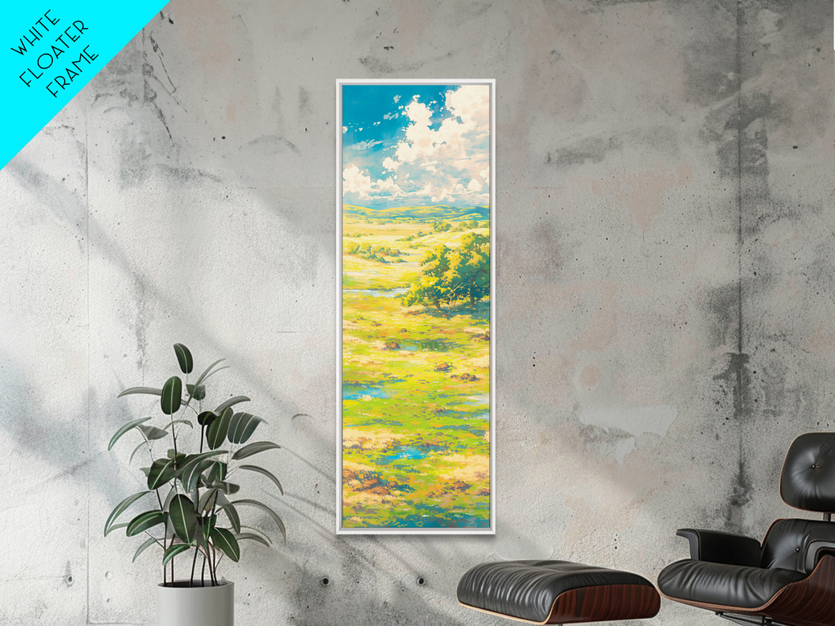 Sunlit Meadow with Loose Impressionist Brushwork Canvas Print, General Fine Art, Textured Painting, Living Room Decor, GEN-1x3-98
