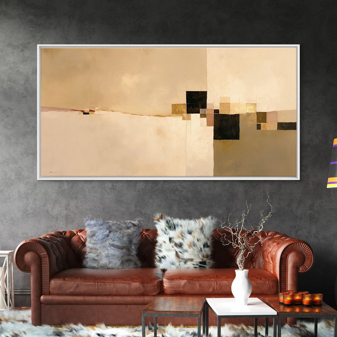 Earthy Plaster Texture Abstract Framed Canvas Print, General Fine Art, Large Wall Art, Living Room Decor, Abstract Art, GEN-2x1-11