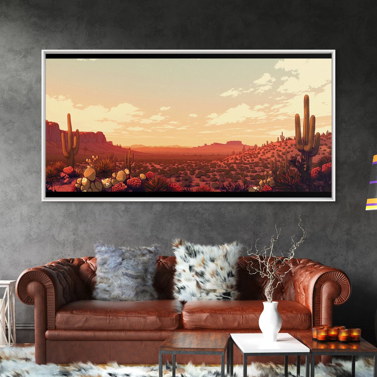 Serene Desert Horizon Framed Canvas Print, General Fine Art, Wall Decor, Living Room Decor, Fine Art, Original Painting, GEN-2x1-13