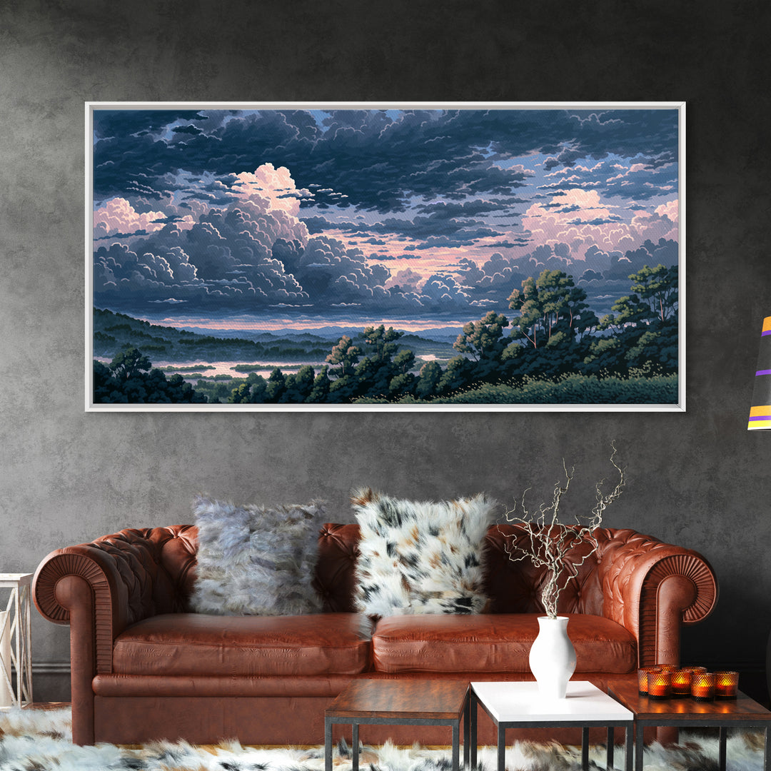 Romantic Cloudscape with Blush and Cream Tones Canvas Print, General Fine Art, Luxury Decor, Living Room Decor, GEN-2x1-14