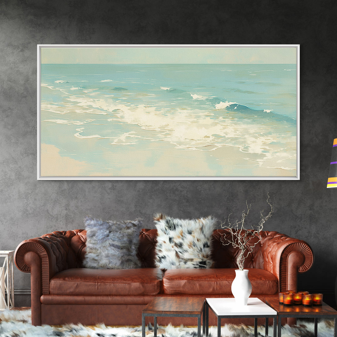 Coastal Water Study Framed Canvas Print, General Fine Art, Digital Prints, Living Room Decor, Fine Art, Large Wall Art, GEN-2x1-25