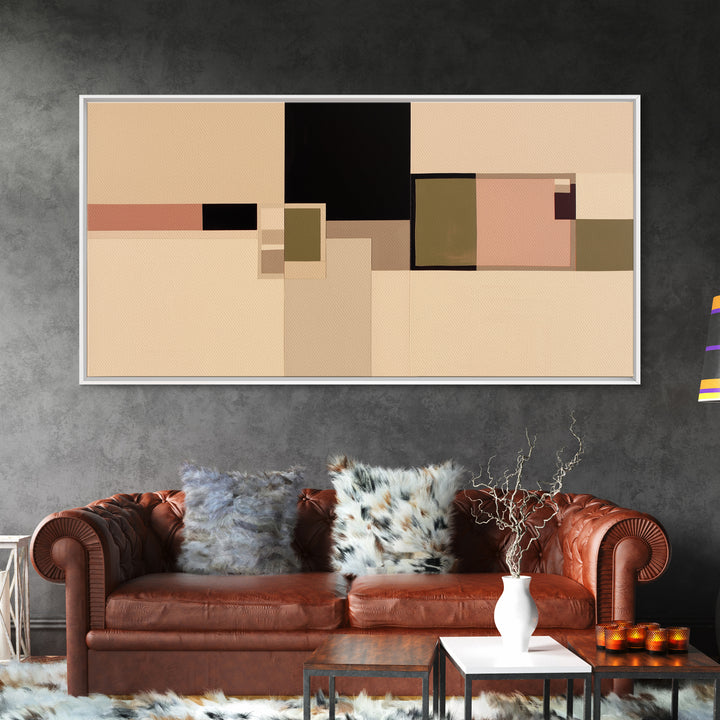 Modern Geometric Composition Framed Canvas Print, General Fine Art, Minimalist Decor, Living Room Decor, Fine Art, GEN-2x1-30