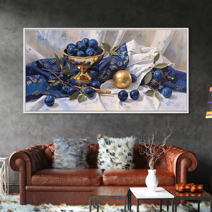 Simple Still Life of Fruit and Linen Canvas Print, General Fine Art, Home Decor, Living Room Decor, Abstract Art, GEN-2x1-36