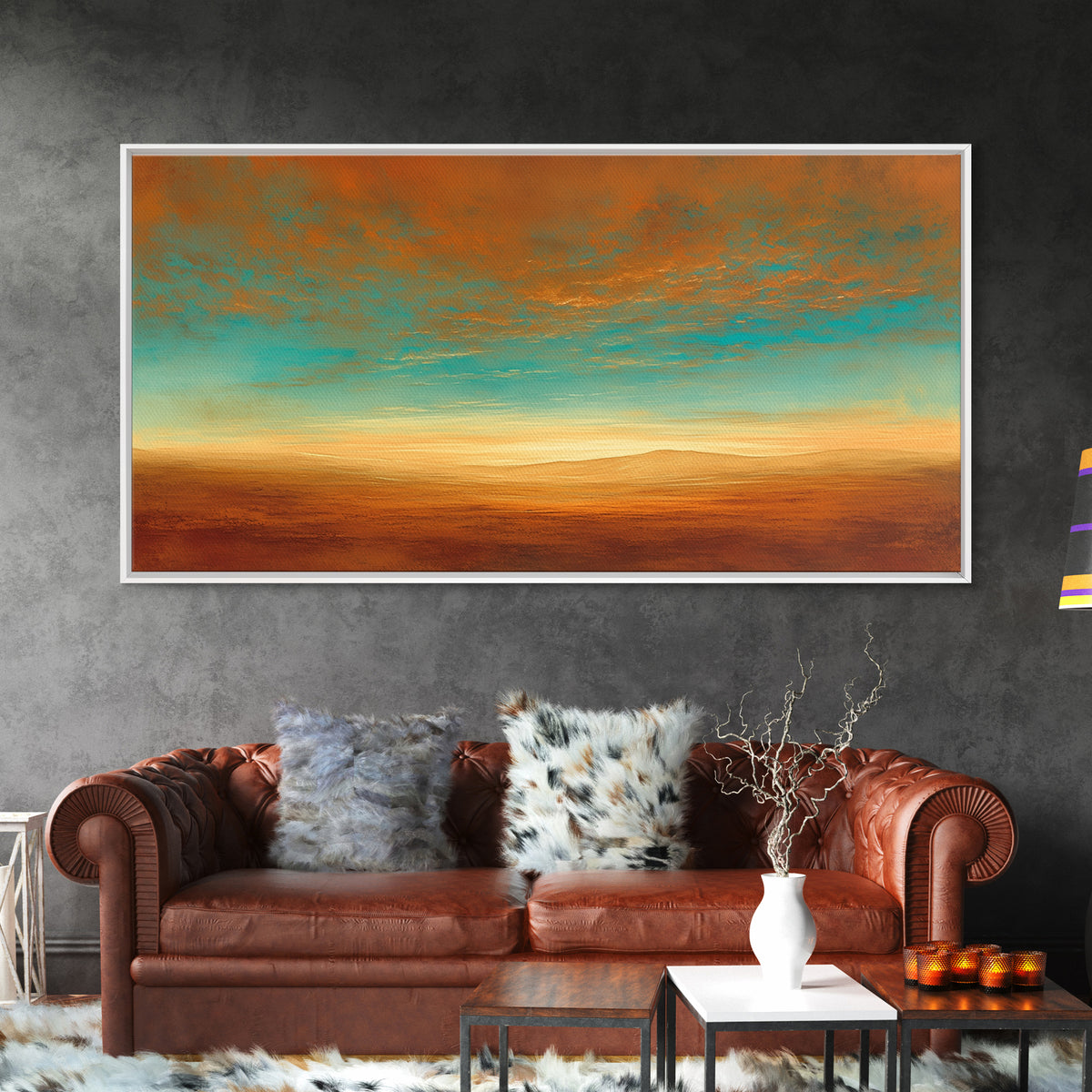 Serene Desert Horizon Framed Canvas Print, General Fine Art, Wall Decor, Living Room Decor, Fine Art, Original Painting, GEN-2x1-37