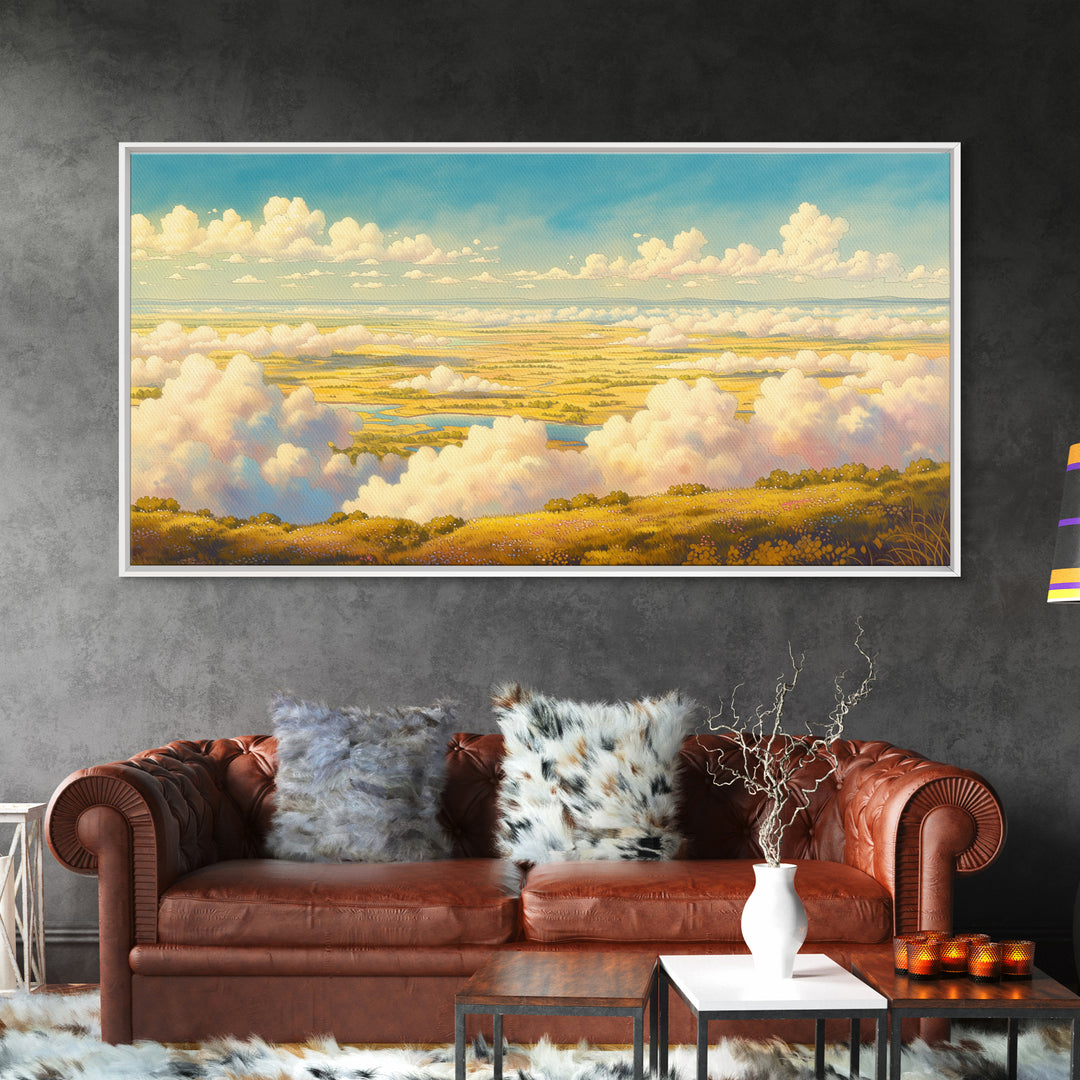 Romantic Cloudscape with Blush and Cream Tones Canvas Print, General Fine Art, Luxury Decor, Living Room Decor, GEN-2x1-38