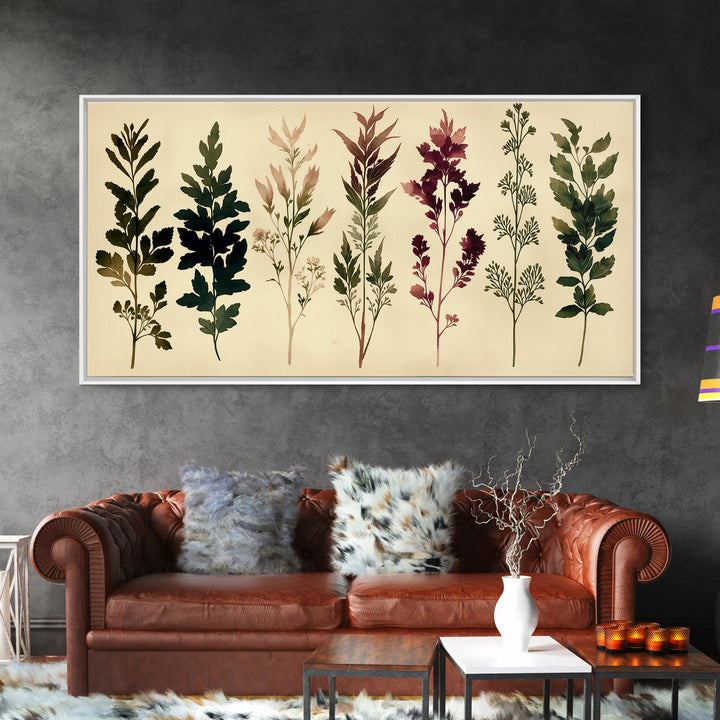 Botanical Silhouette Series Canvas Print, General Fine Art, Painting, Living Room Decor, Fine Art, Oil Painting, GEN-2x1-41