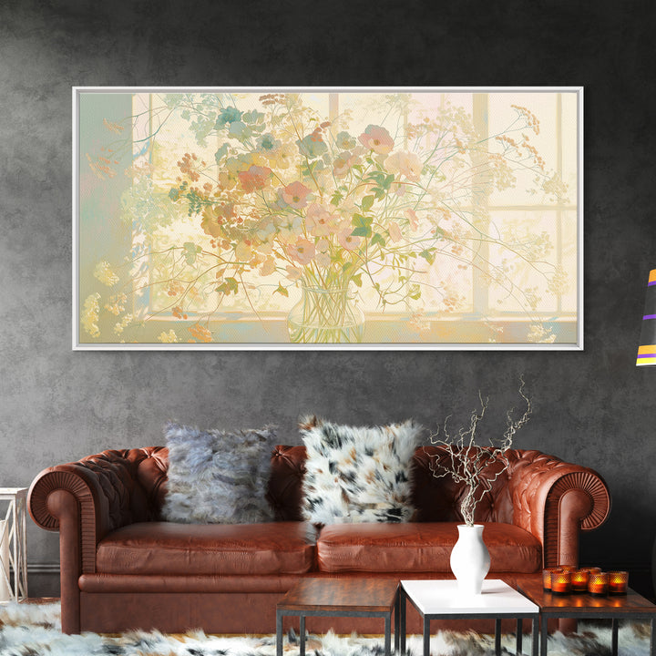 Classic Oil Painted Vase of Wildflowers Framed Canvas Print, General Fine Art, Digital Prints, Living Room Decor, Oil Painting, GEN-2x1-43