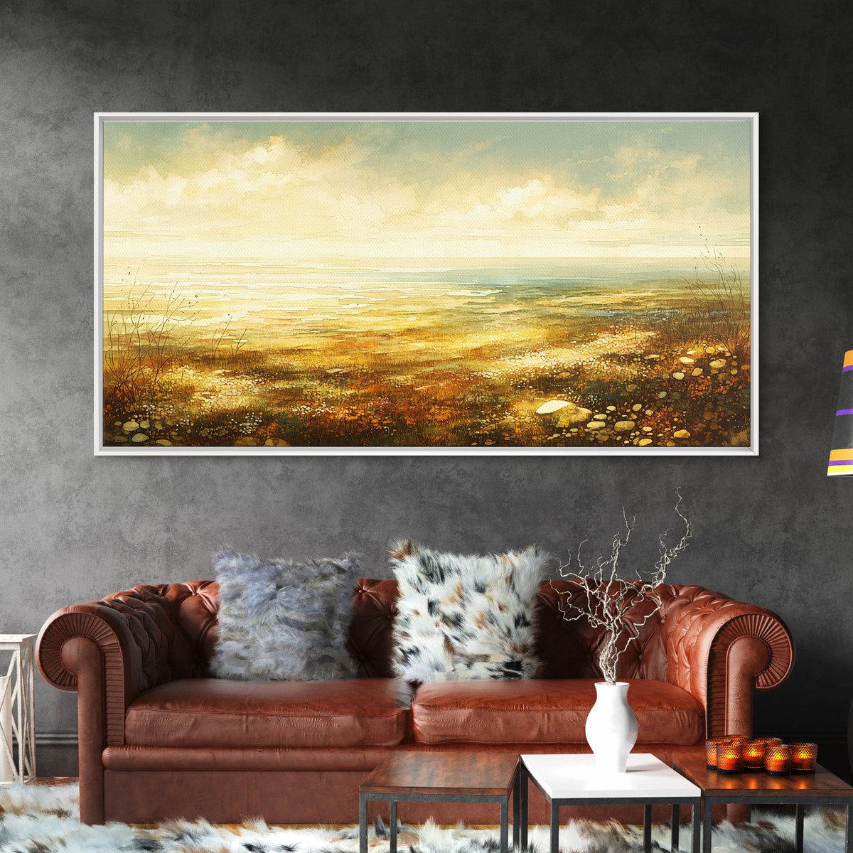 Quiet Abstract Landscape Framed Canvas Print, General Fine Art, Printable, Living Room Decor, Oil Painting, Framed Wall Art, GEN-2x1-45