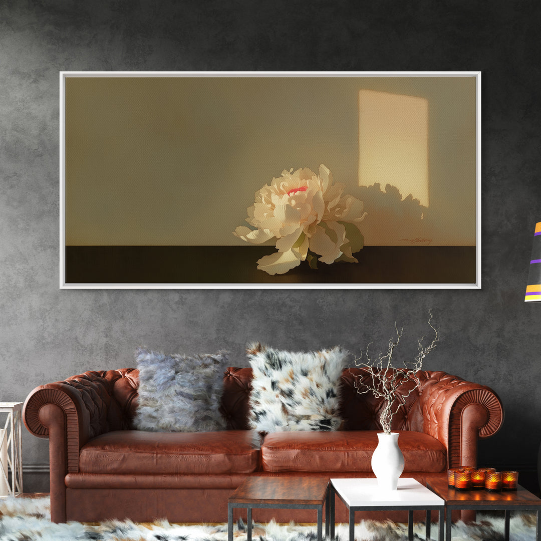 Single Sculptural Flower on a Dark Ground Canvas Print, General Fine Art, Canvas, Living Room Decor, Watercolor Art, GEN-2x1-53