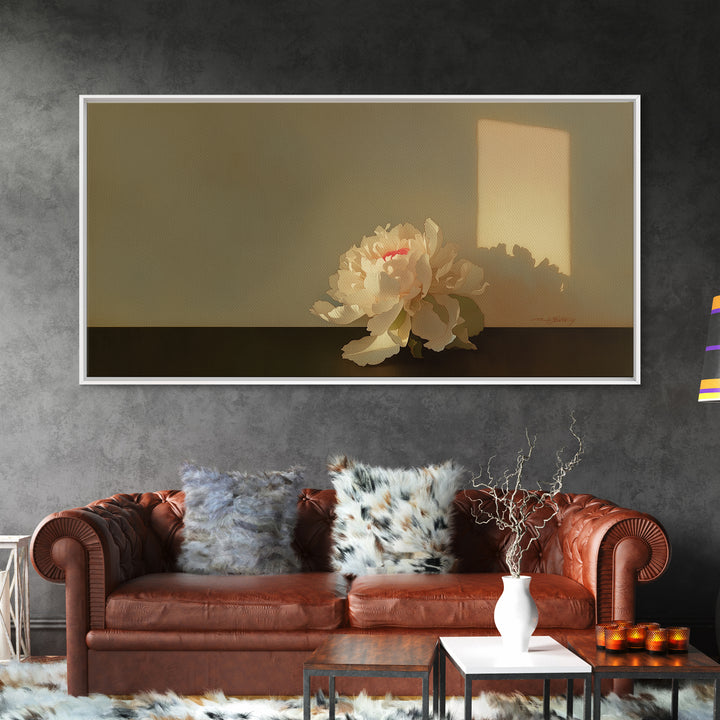 Single Sculptural Flower on a Dark Ground Canvas Print, General Fine Art, Canvas, Living Room Decor, Watercolor Art, GEN-2x1-53