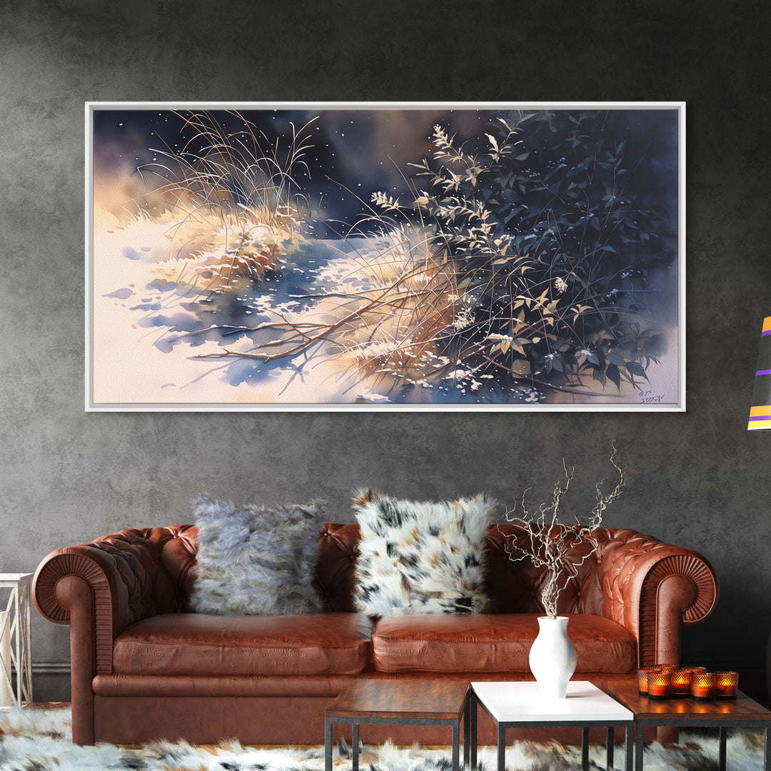 Soft Watercolor Branch Study Framed Canvas Print, General Fine Art, Mid Century Modern, Living Room Decor, Fine Art, GEN-2x1-55