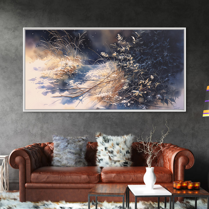 Soft Watercolor Branch Study Framed Canvas Print, General Fine Art, Mid Century Modern, Living Room Decor, Fine Art, GEN-2x1-55