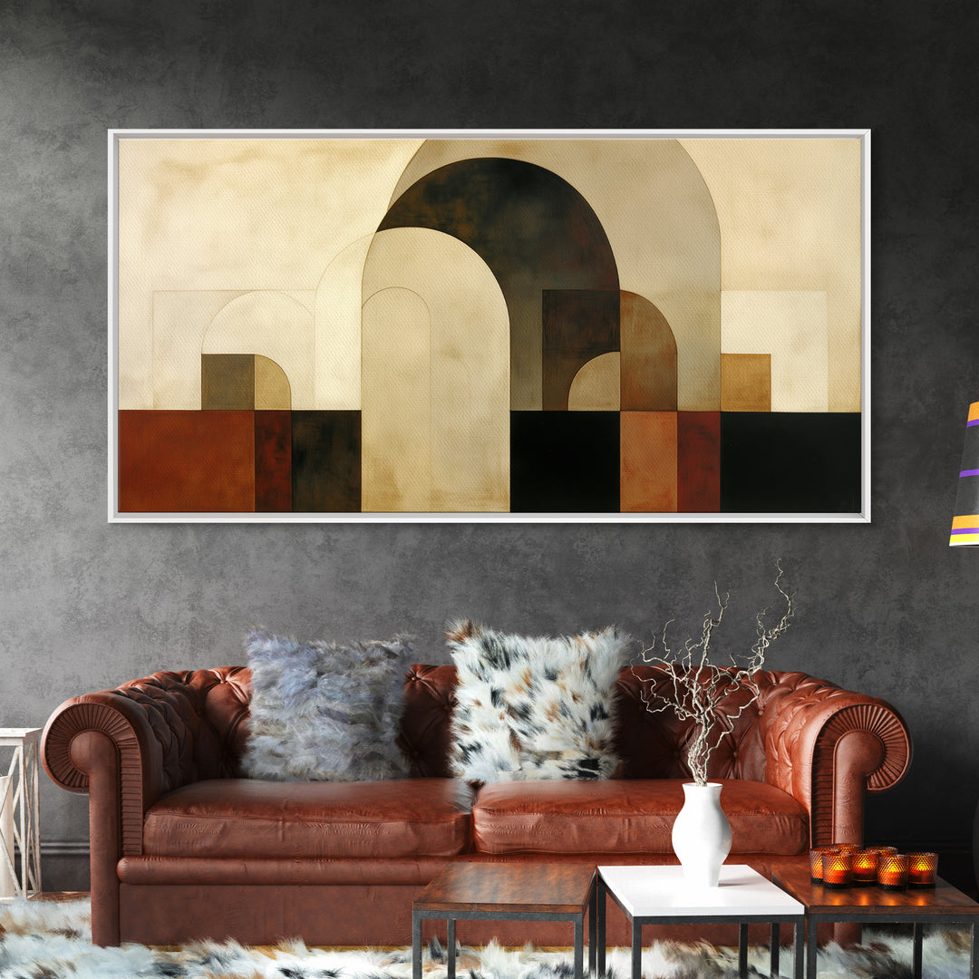 Monochrome Architectural Arch Composition Framed Canvas Print, General Fine Art, Painting, Living Room Decor, Fine Art, GEN-2x1-56