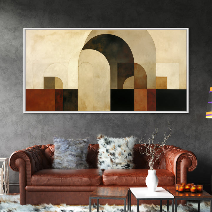 Monochrome Architectural Arch Composition Framed Canvas Print, General Fine Art, Painting, Living Room Decor, Fine Art, GEN-2x1-56