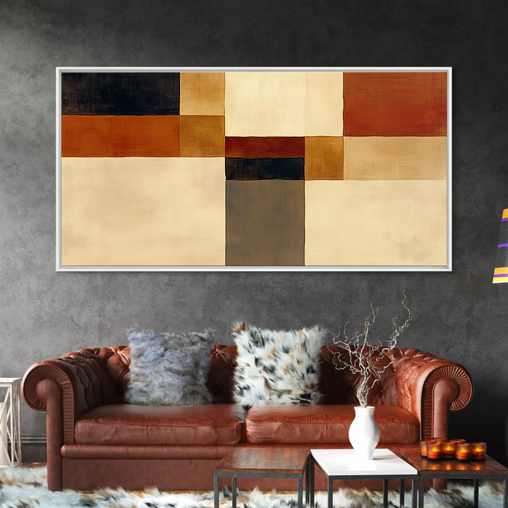 Modern Geometric Composition Framed Canvas Print, General Fine Art, Minimalist Decor, Living Room Decor, Fine Art, GEN-2x1-6