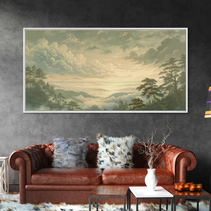 Romantic Cloudscape with Blush and Cream Tones Canvas Print, General Fine Art, Wall Art, Living Room Decor, Oil Painting, GEN-2x1-62